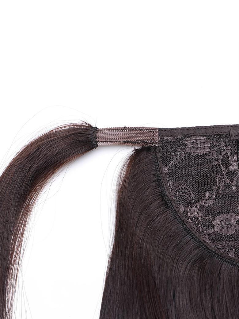 Clip In Ponytail Off Black Straight Human Hair Extension