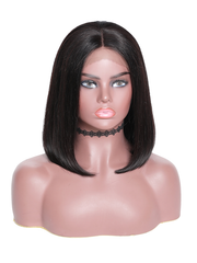 Hair Short Straight Transparent Lace Frontal Bob Wig With Baby Hairs Along The Hairline 100% Human Hair Without Bangs