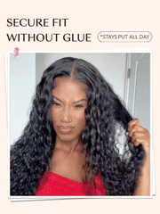 [ Ameera Same ] 13x4 Bye Bye Slip? 2-in-1 Straight to Water Wave Wet and Wavy Human Hair Wig With Invisi Drawstring