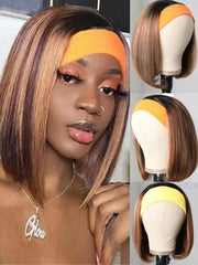 [2 wigs=$109] 22" Upart Kinky Curly Wig and 10" Headband Black Root Honey Blonde Wig