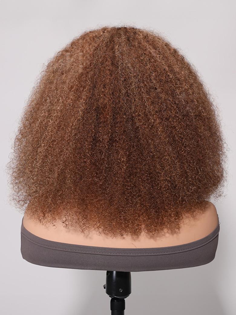 Beginner Friendly Glueless Wig Kinky Curly Afro Honey Blonde Wig