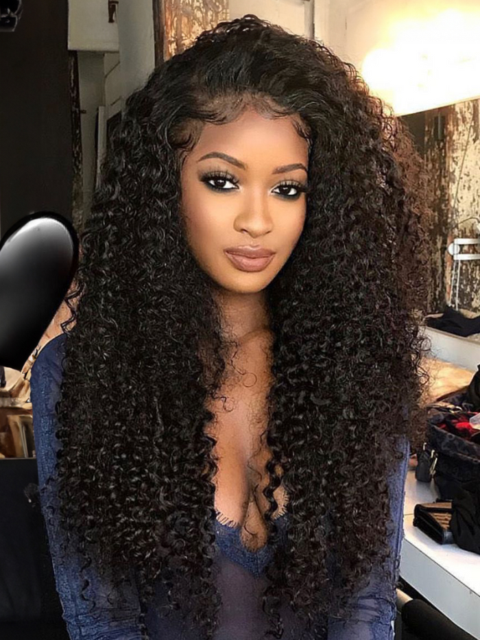 Petaluxe [From 18"] Put On And Go 6x4.5 Pre Cut Curly Natural Black Put On And Go Wig With Breathable Cap