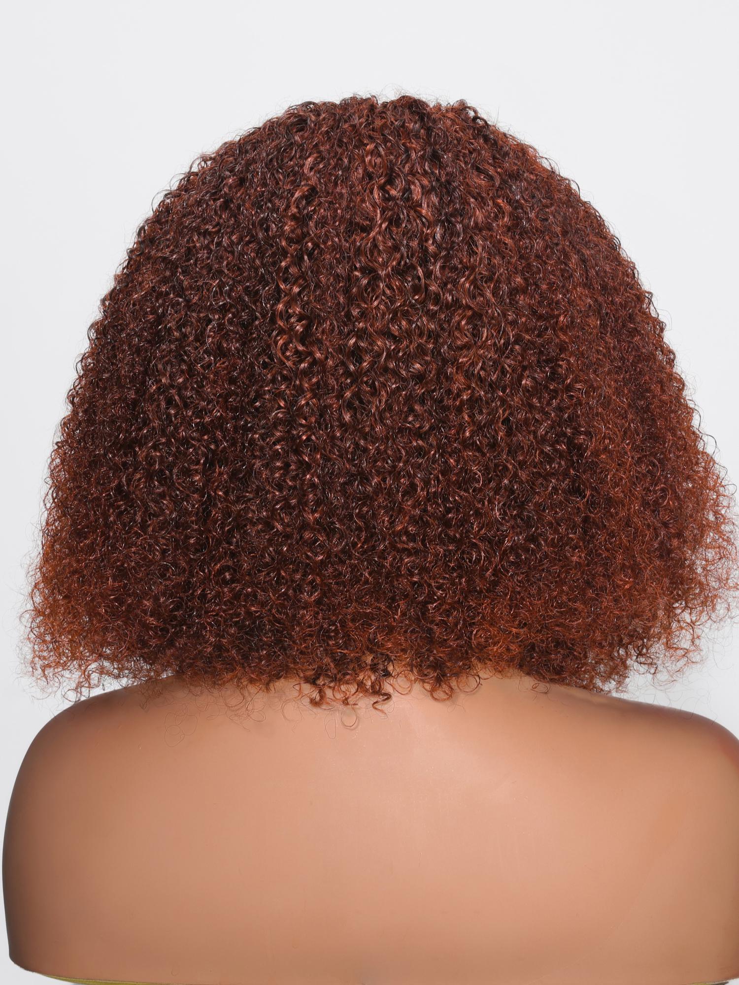 13x4 Lace Front Reddish Brown Bouncy Kinky Curly Bob Wig