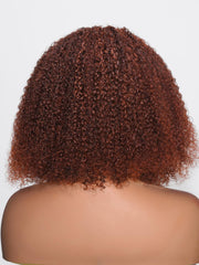 13x4 Lace Front Reddish Brown Bouncy Kinky Curly Bob Wig