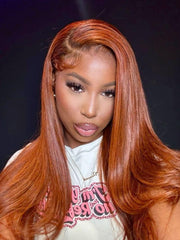 Burnt Orange 13x4 Lace Front Wig With Butterfly Wolf Layered Cut