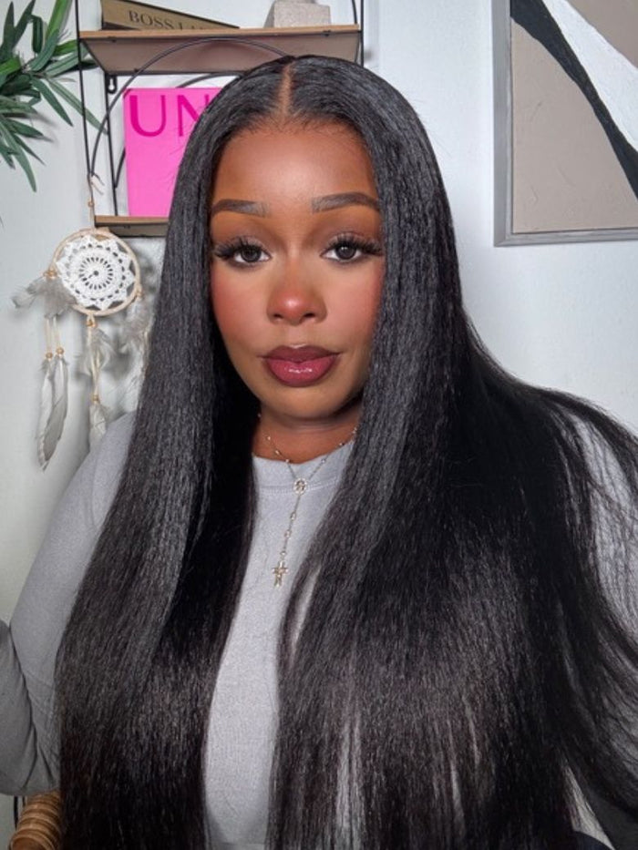 Petaluxe [24''=$99] 13x4 Pre-Everything Black Kinky Straight Wig Real Ear To Ear Pre-Everything 180% Density Wig
