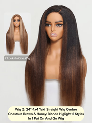 Down To $49: Black Yaki |  Kinky Curly | 4x4 2 Styles In 1 Put On And Go Wig