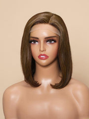 NOA-12" MONO & SWISS LACE STRAIGHT HUMAN HAIR WIG