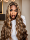 Petaluxe [20''= $96] Highlight Honey Blonde 13x5 Lace Part Wig Body Wave Real Human Hair Wigs 150% Density Limited