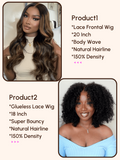 Petaluxe $169=2 Wigs | 20" Lace Frontal Wig and 18" Lace Part Kinky Curly Wig
