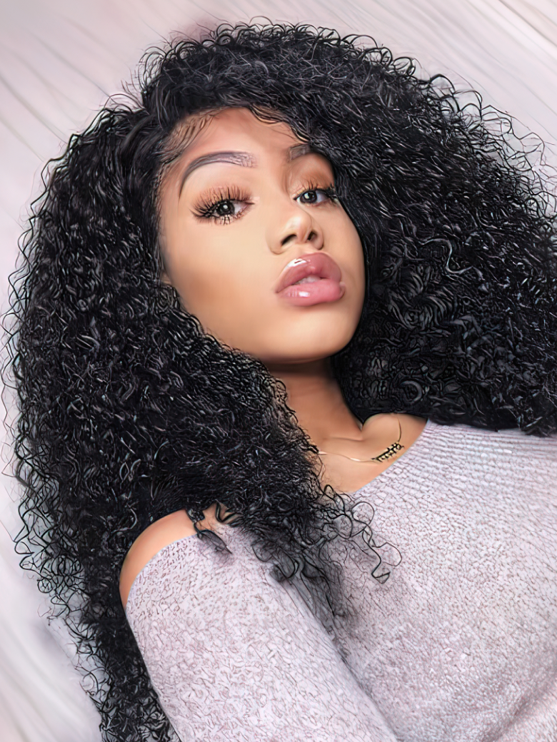 13x6 HD Lace Front Human Hair Curly 180 Density Wig