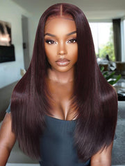 7x5 Bye-Bye Knots? & 13x4 Pre-Everything? Lace Frontal Black Cherry Layered Straight Wig