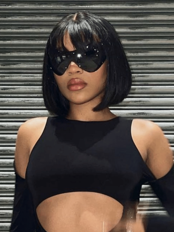 Petaluxe [180% Density] 13x4 Lace Fronta Human Hair Natural Color Natural Bob Wig Lace Front Realistic Human Virgin Hair Wigs With Bangs 100% Human Hair Bettyou Series