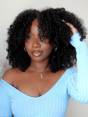 [22"=$109]Lace Part Wig Breathable Kinky Curly Wigs Natural Hairline