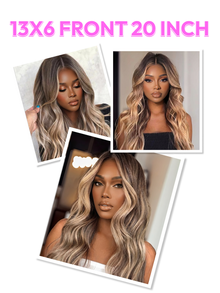Petaluxe [All 20"] 13x6 Front Lace 180% Density Honey Highlight 20 Inch Wigs