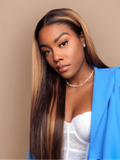 Petaluxe 4 Bundles Balayage Ombre Straight Human Hair With Lace Closure #1B/30 Ombre Balayage Human Hair