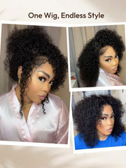 7x5 Lace Bye Bye Knots Glueless Wig Black Kinky Curly Wig With 4C Baby Hair 150% Density Drawstring Wig