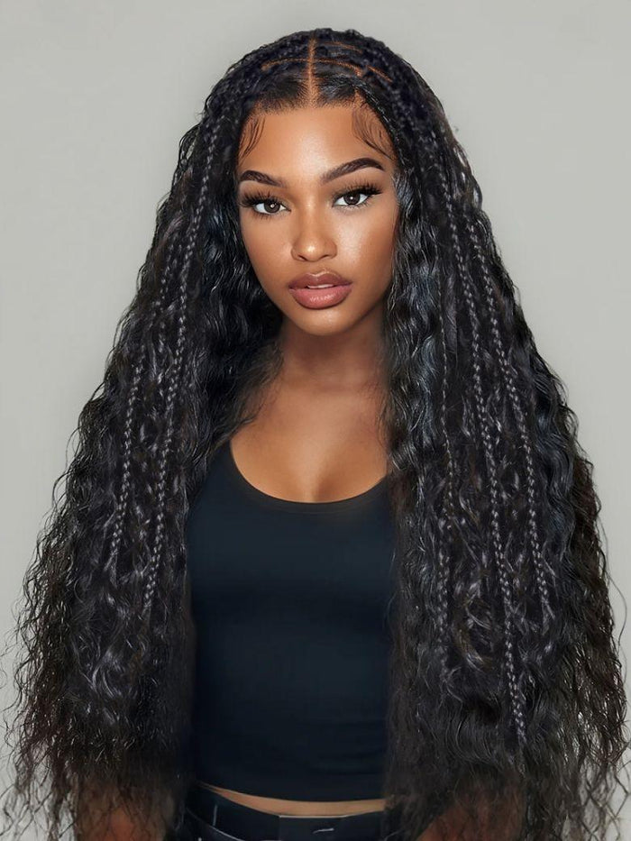 28'' Petaluxe 13x4 Pre Everything? Pre-Cut Lace Front Pre-Braided Water Wave Style Drawstring Wig With Baby Hair