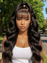 [Stylish Choice] 13x4 Pre-Everything? Side-Part & Middle Part Fluffy Loose Wave Wig With Wispy Air Bangs