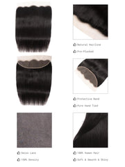 Hair 3 Bundles Straight Human Hair With 13x4 Lace Frontal