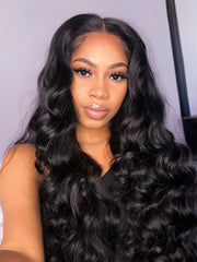 Full Lace Long Body Wave Human Hair Wig 150% and 180% Density