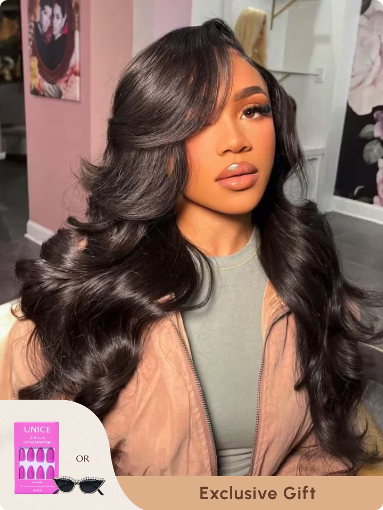 1 Minute Install 6x4.5 Glueless Pre Cut Lace Body Wave Air Wig 150% Density Black Quick & Easy with Natural Hair Line