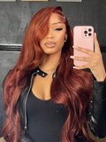 Petaluxe [24inch=$79 Limited] 13x5x0.5 T Part Lace Reddish Brown Body Wave 150% Density