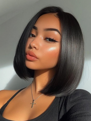 [All Length $69 !] 13X5 Lace Short Bob Wig Human Hair Super Natural Black Bob Wig