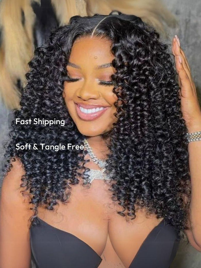 Petaluxe 7x5 Bye-Bye Knots Jerry Curly Wig With Bleached Invisible Knots With Baby Hair Curly Wig 200% Density