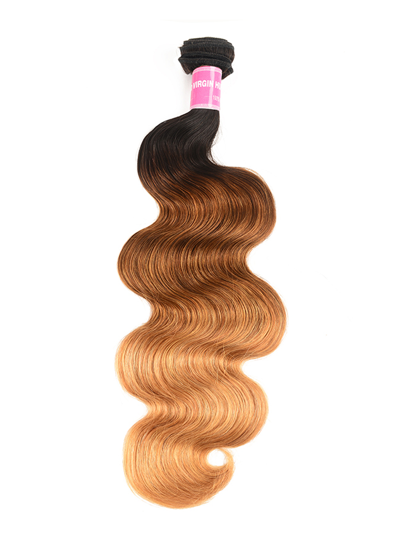 Free Part 4x4 Lace Closure 1PC T1B/4/27 Ombre Body Weave Hair