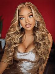 13x4 Lace Frontal Honey Blonde Highlights Body Wave Pre-Everything Wig