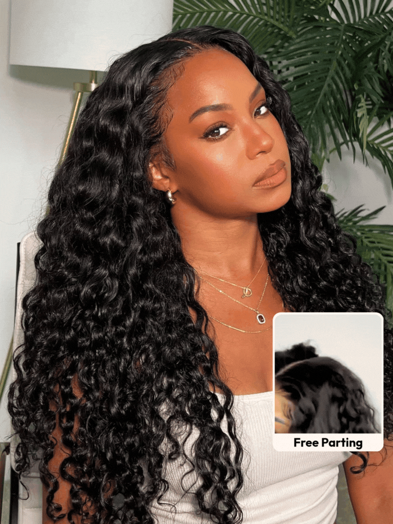 7x5 Bye Bye Knots & 13x4 Pre-Everything? Lace Frontal Natural Black Bouncy Water Wave Curly Invisi Drawstring No Baby Hair