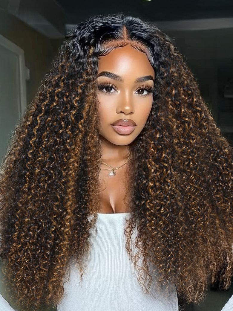 EasiContour? V Part Minimal Glueless Curly Glueless Wig With Invisi Drawstring 100% Human Hair 150% Density