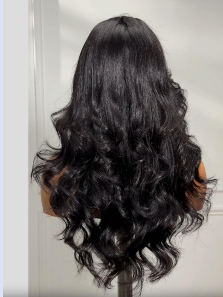 [22"=$99] InvisiBlend Drawstring Finger Coil Ends V Part  Curly& Straight V Part Human Hair Wig