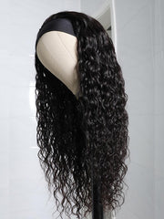 Flash Deal Headband Scarf Wig Water Wave Human Hair Wig 18 Inch