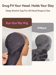 Bye Bye Slip? Wig 7x5 Glueless Lace Black Yaki Straight Wig With Elastic Drawstring 360 Cozy Hug 180% Density