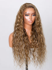 Put On And Go 6x4.5 Pre-cut Lace Ombre Brown Water Wave Wig