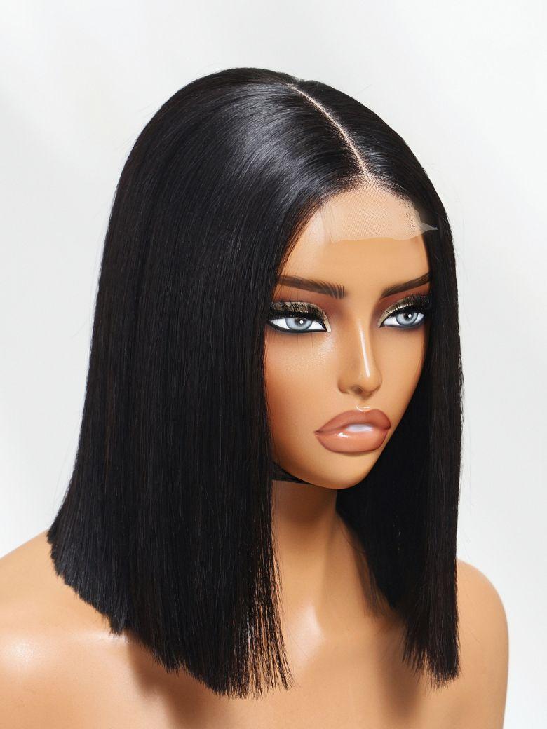 2x6 Lace Closure 200% Density Black Bob Wig