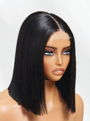 2x6 Lace Closure 200% Density Black Bob Wig