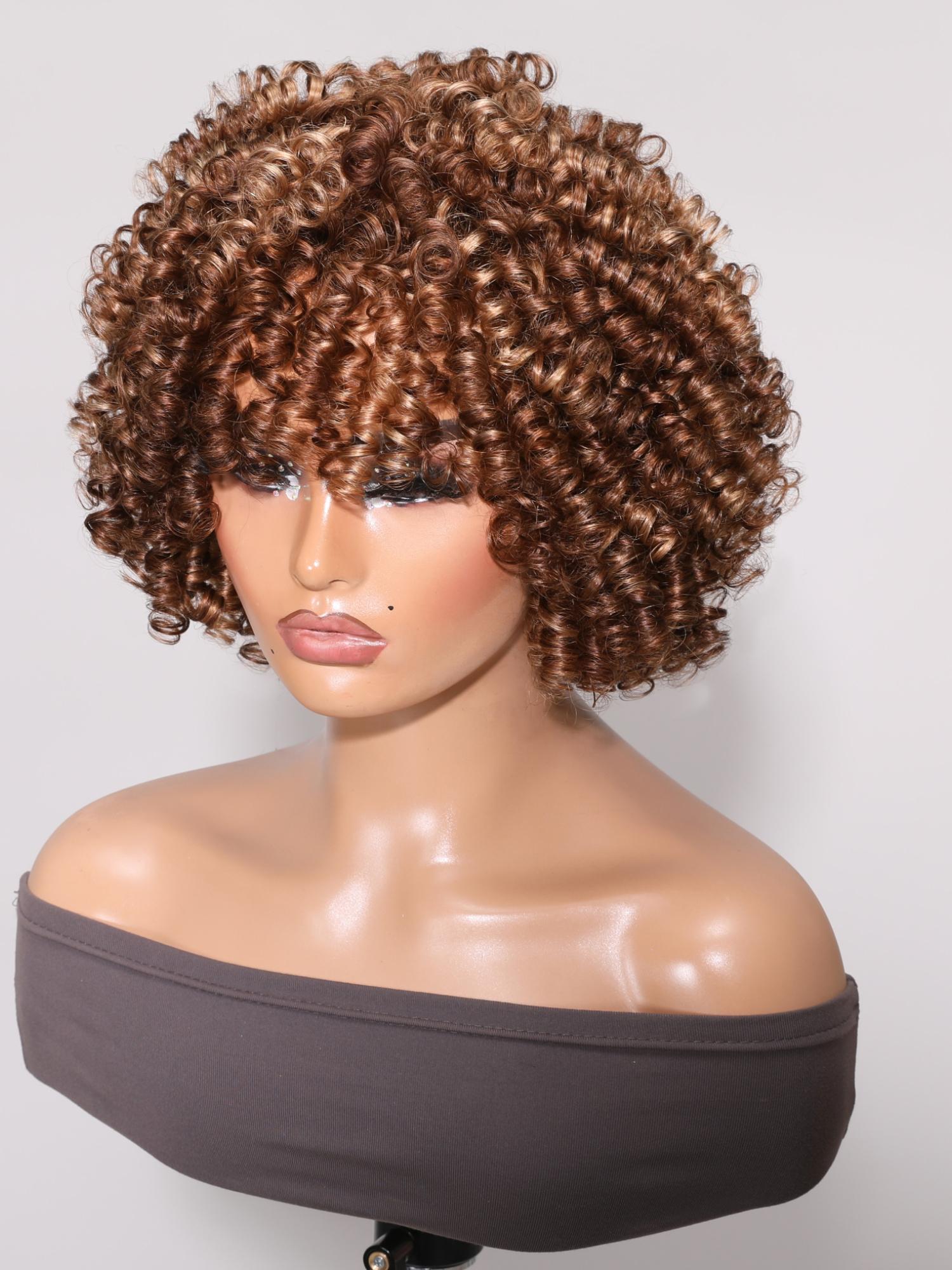 Glueless Spring Bouncy Curly Honey Blonde Bob Wig