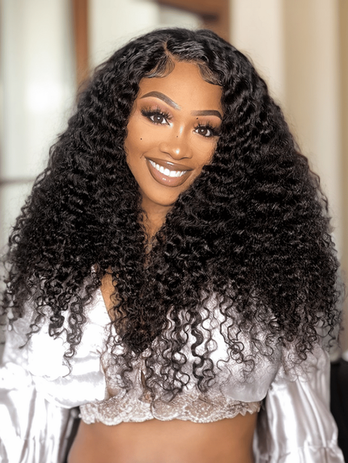 Petaluxe [24"=159]Jerry Curly Lace Wigs 150% Density Natural Hair Line Glueless Human Hair Wigs