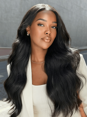 [18"=$99] EasiContour™ V Part Glueless Yaki Straight Wig With Invisi Drawstring 100% Human Hair 180% Density