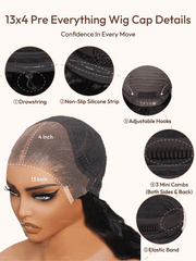 13x4 Pre-Everything? Wig With Loose Wave Face-Framing Layers And Side-Swept Bangs With Invisible drawstring