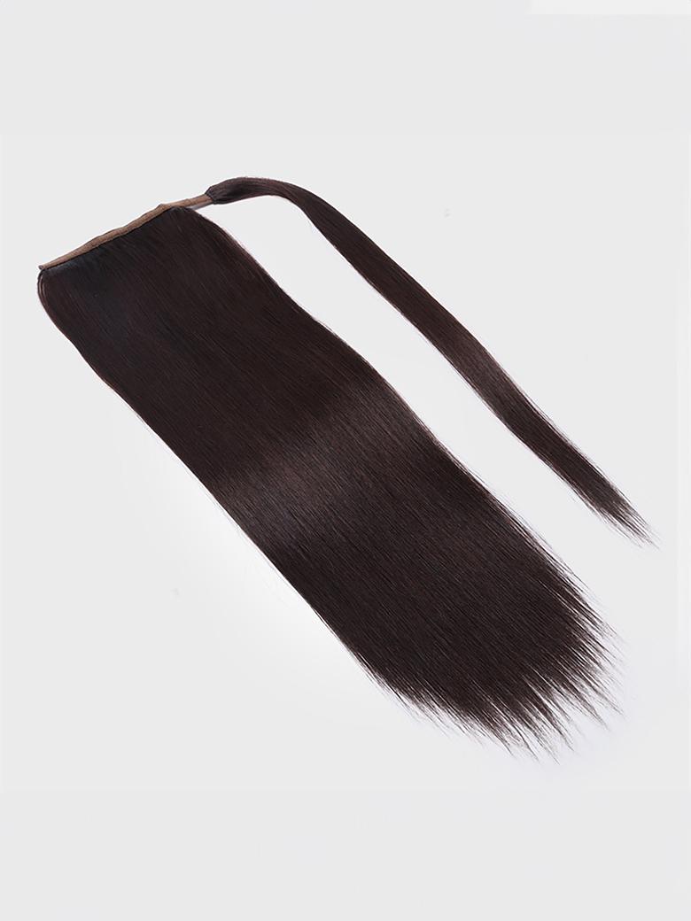 Clip In Ponytail Off Black Straight Human Hair Extension