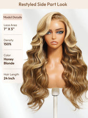 Bye-Bye Knots Wig Pre-Cut 7x5 Glueless Lace & 13x4 Pre Everything Honey Blonde Body Wave Drawstring Wig