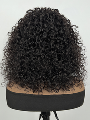 Tousled Curly Short Black Glueless Wig With Bangs