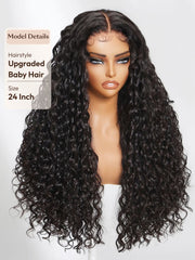 100% Human Hair Baby Hair Around Bye-Bye Knots? 7x5 Lace Water Wave Drawstring Wig
