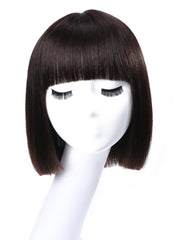 10-Inch Off Black Straight Bob Wig With Bangs