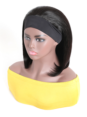 Headband Wigs Short Bob Human Hair Wig for Women Easy Wear Half Wig with Free Headbands