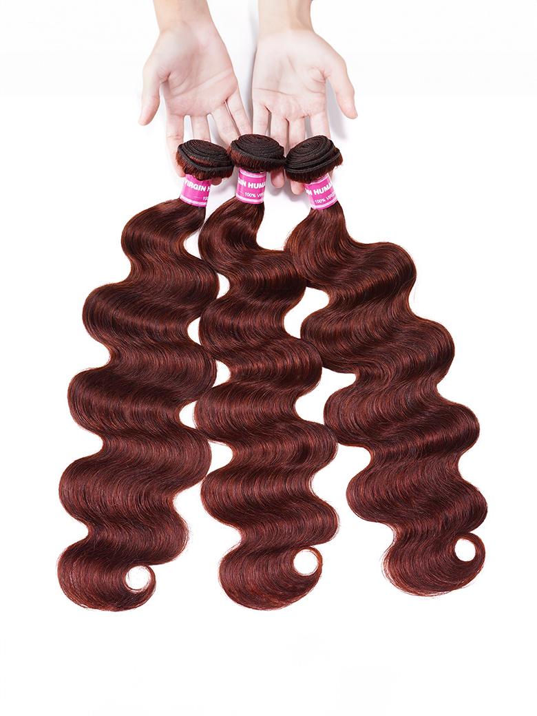 Body Wave Reddish Brown 3Pcs Bundles 100% Remy Human Hair